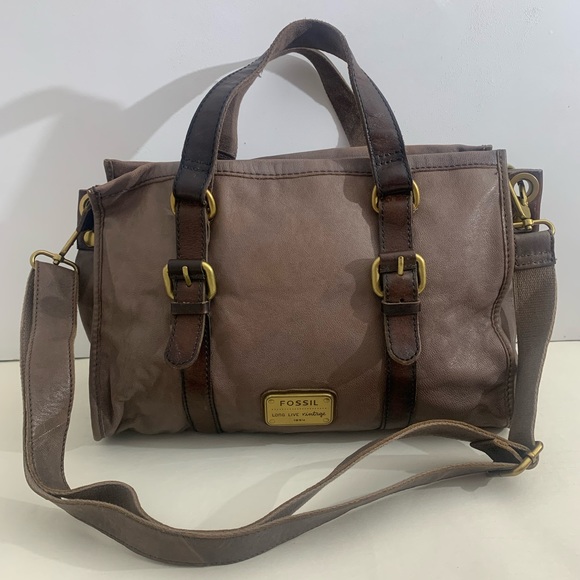 Fossil Handbags - Fossil Long Live Vintage Leather Tote Bag Brown Large